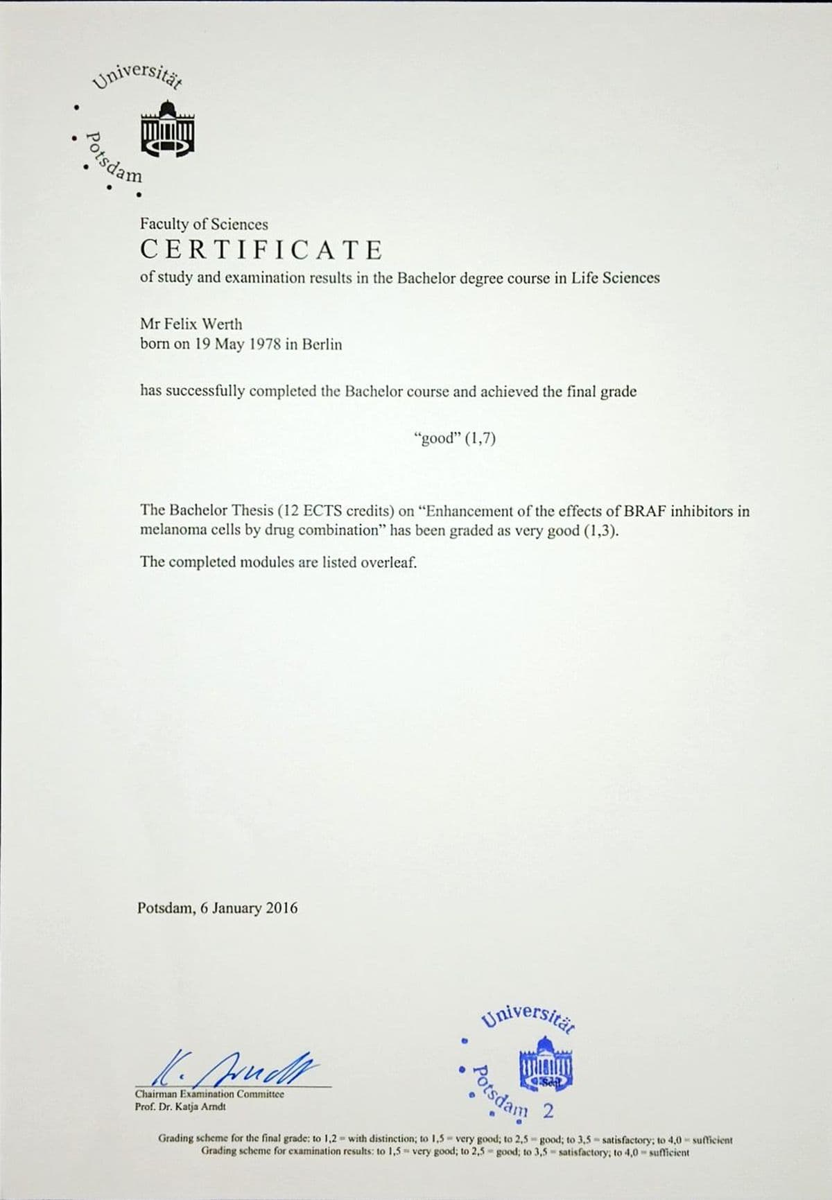 B.Sc. Certificate