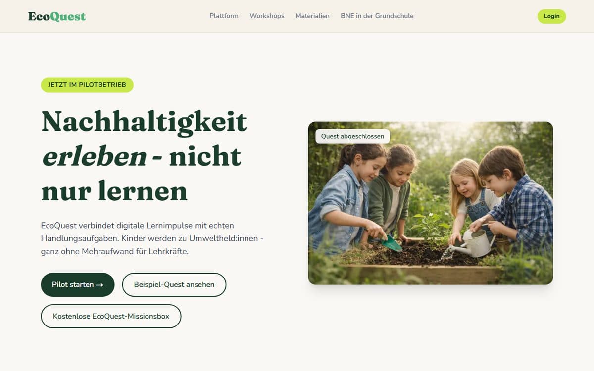 EcoQuest - learning platform for primary schools